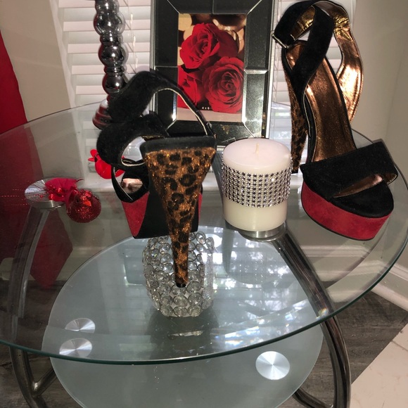 Blc/Red/Leopard High Heels - Picture 1 of 3